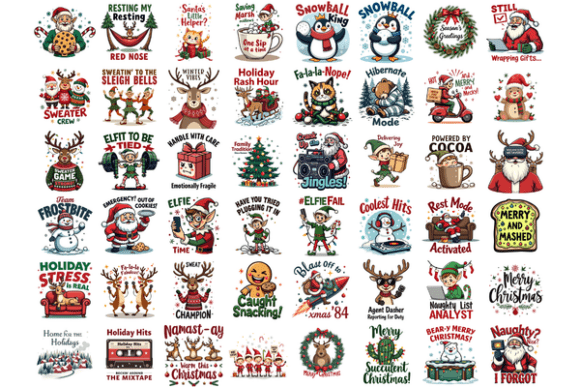 50 Retro Christmas Sublimation Bundle: Illustrations Review