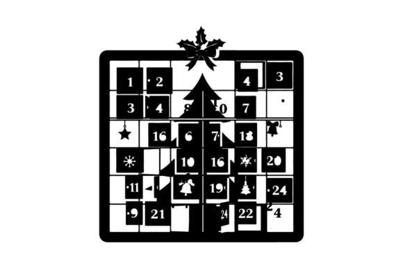 Christmas Advent Calendar with Snowflake Illustrations