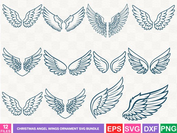 Christmas Angel Wings Ornament SVG Bundle