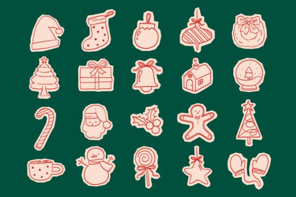 Christmas Doodle Sticker Set SVG Pack: Illustrations