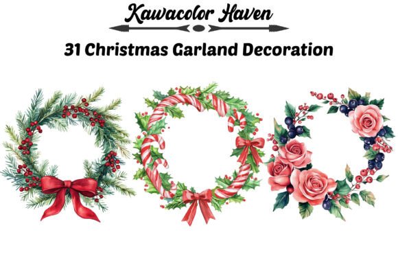 Christmas Garland Decoration Clipart & Illustrations