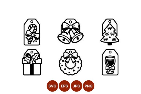 Christmas Gift Tags Vector Icons: Festive Illustrations