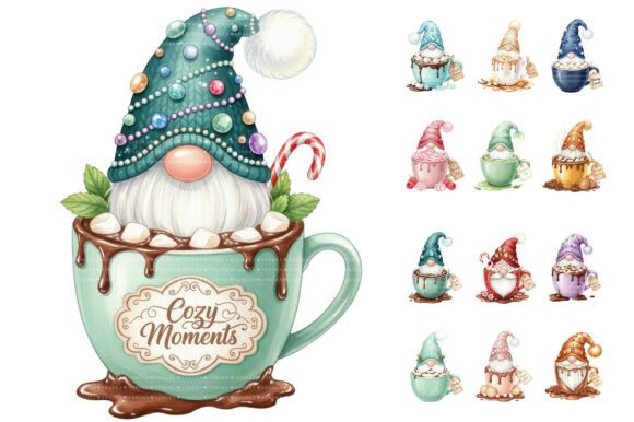Christmas Gnome Cocoa Mug Sublimation Illustrations