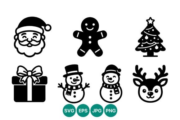 Christmas Holiday Black Icons Set Simple Review
