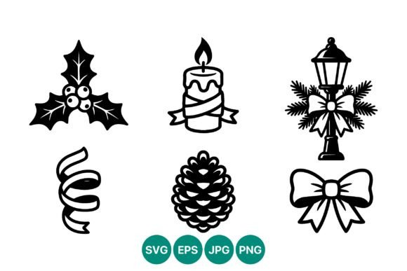 Christmas Holiday Black White Icons Review