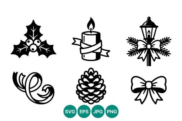 Christmas Holiday Decorations Vector Illustrations