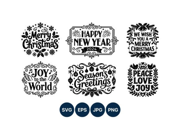 Christmas New Year Holiday Greeting Illustrations