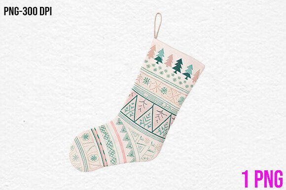 Christmas Stocking Nordic Pattern PNG: Festive Illustrations