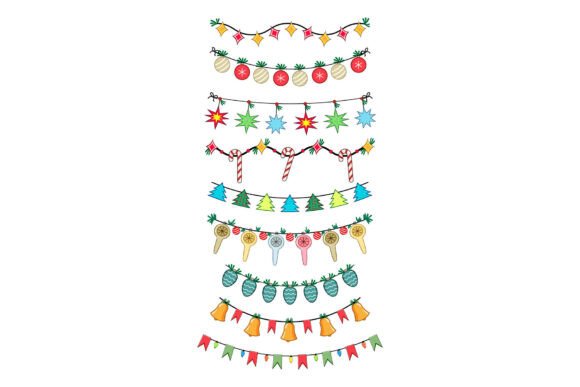 Colorful Christmas Garlands Presenting D Illustrations