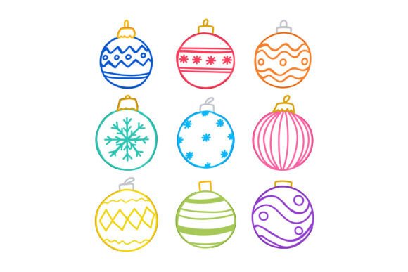 Colorful Hand Drawn Christmas Ornaments: Editorial Illustrations Review