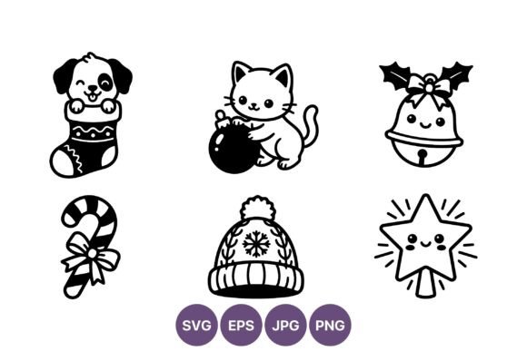 Cute Black and White Christmas Icons Set Review