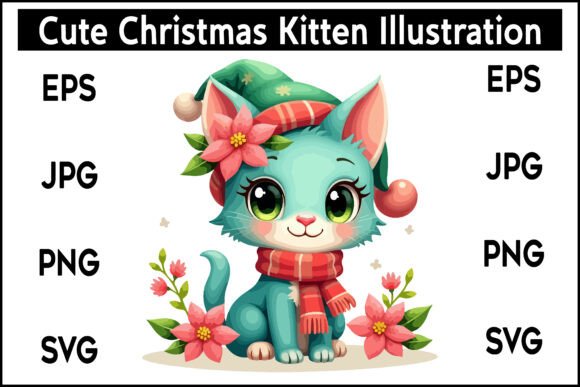 Cute Christmas Kitten Illustration Review