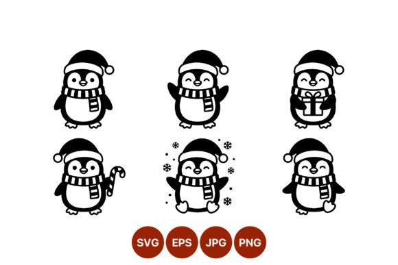 Cute Penguin Christmas Vector: Festive Illustrations