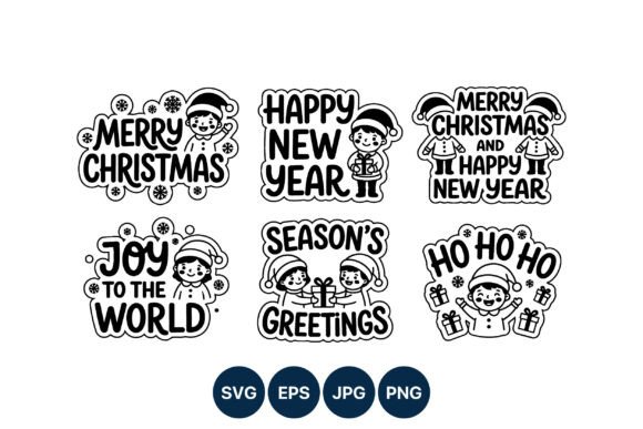 Merry Christmas Happy New Year Elf Illustrations Review