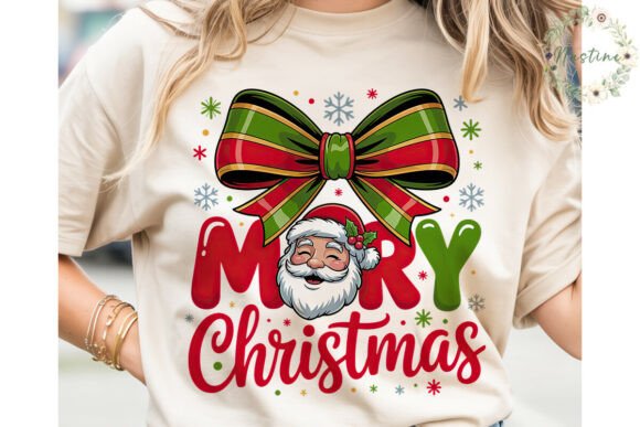 Merry Christmas Santa Bow PNG Clipart & Illustrations