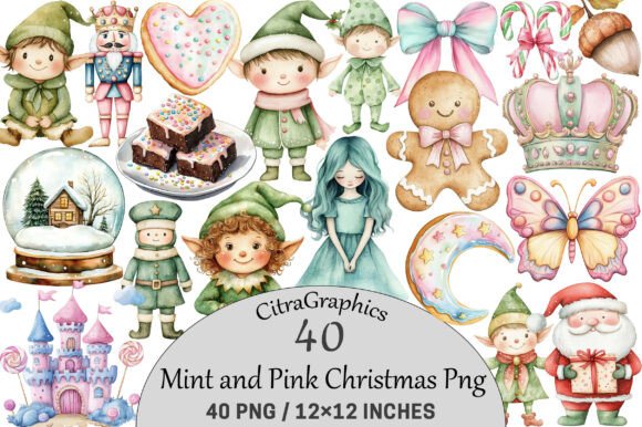 Mint and Pink Christmas Clipart Review