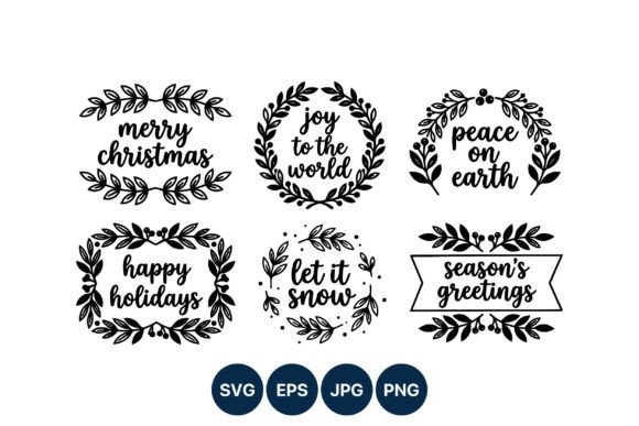 Review: Christmas Script Lettering Floral Frames Illustrations