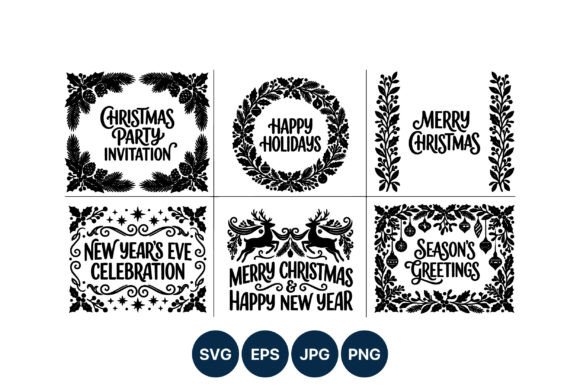 Reviewing Christmas Party Invitation Holiday Cards Illustrations