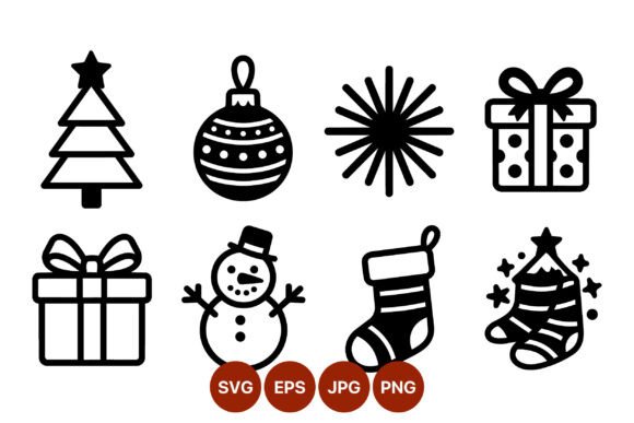 Reviewing the Christmas Black White Icons Set for Embroidery