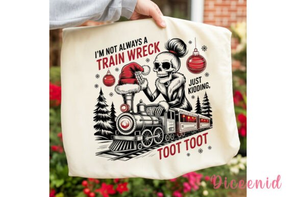 Train Wreck Skeleton Christmas PNG Illustrations