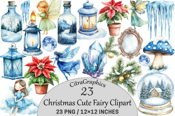 Watercolor Christmas Fairy Illustrations Review