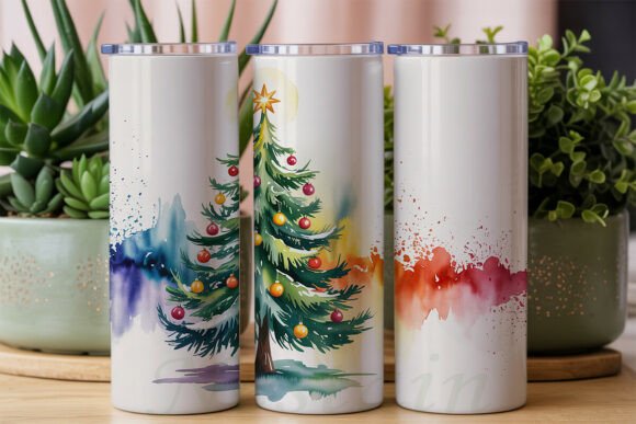 Watercolor Christmas Tree 20oz Tumbler Illustrations
