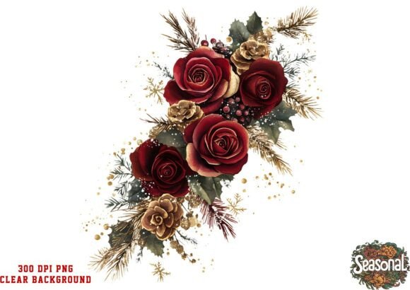 Wine Floral Christmas Bouquet PNG Review